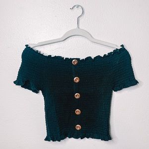 Orange Kiss 🍊💋 Black Ruffle Crop Top